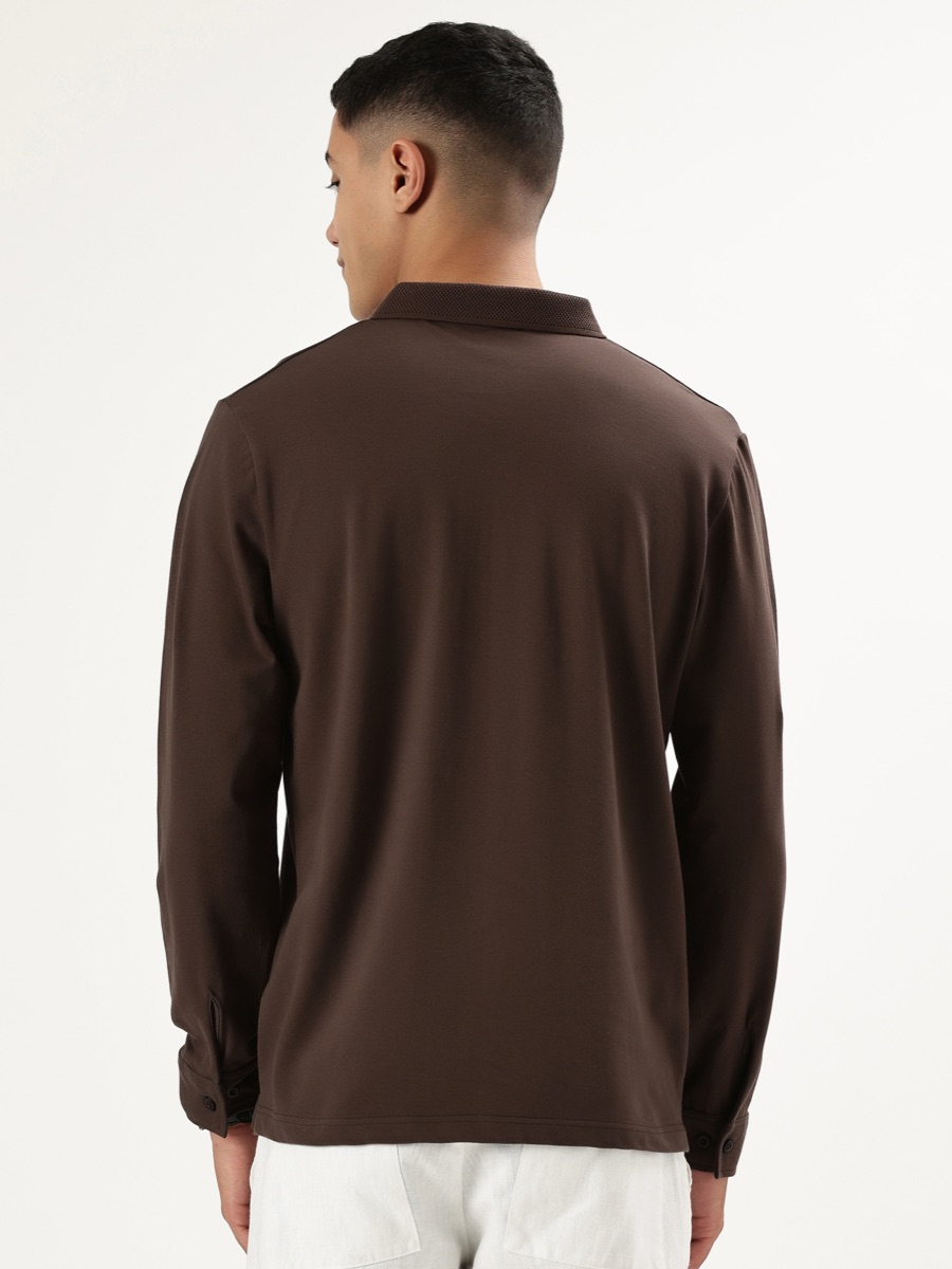 Classic Mode Full-Sleeve Polo – Brown