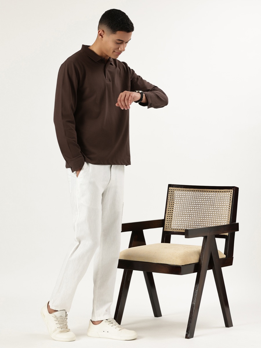 Classic Mode Full-Sleeve Polo – Brown