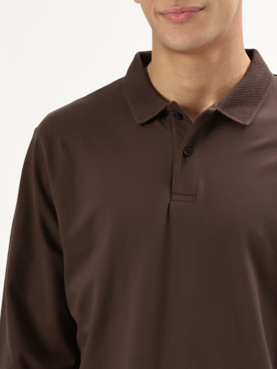 Classic Mode Full-Sleeve Polo – Brown