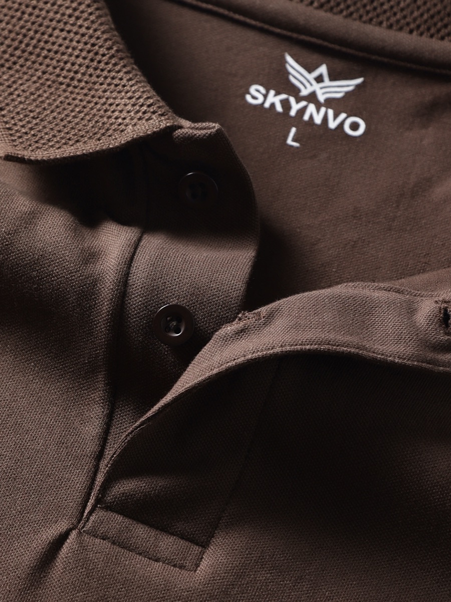 Classic Mode Full-Sleeve Polo – Brown