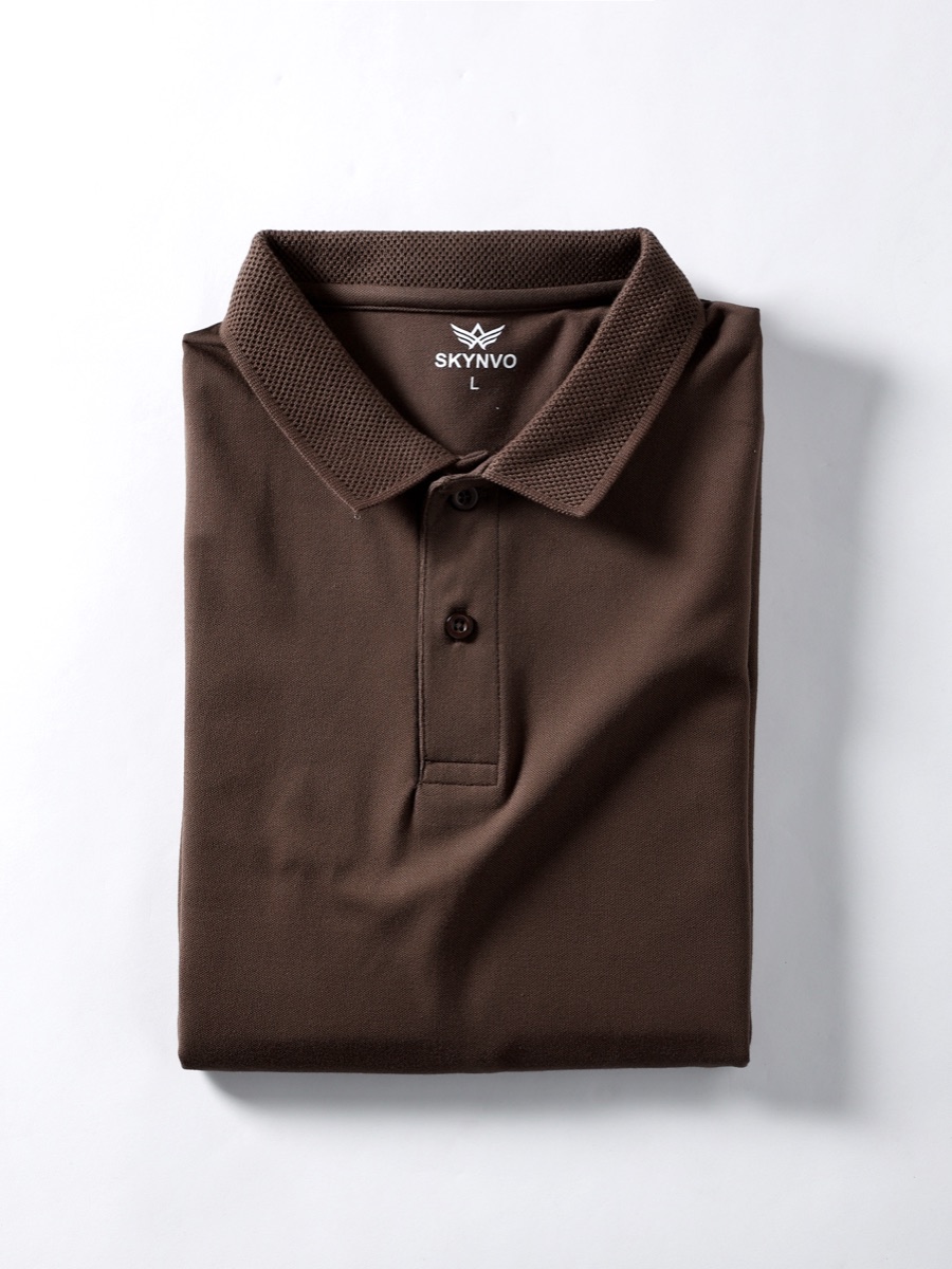 Classic Mode Full-Sleeve Polo – Brown
