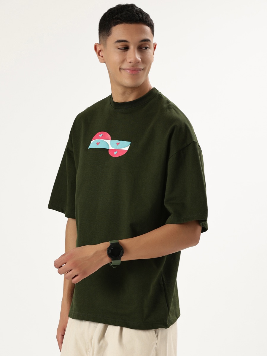 Offbeat Oversized Tee – Moss Green
