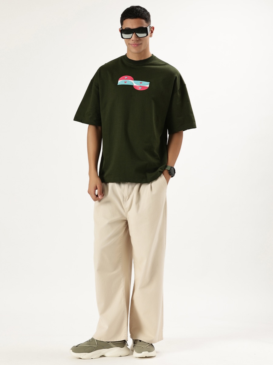 Offbeat Oversized Tee – Moss Green